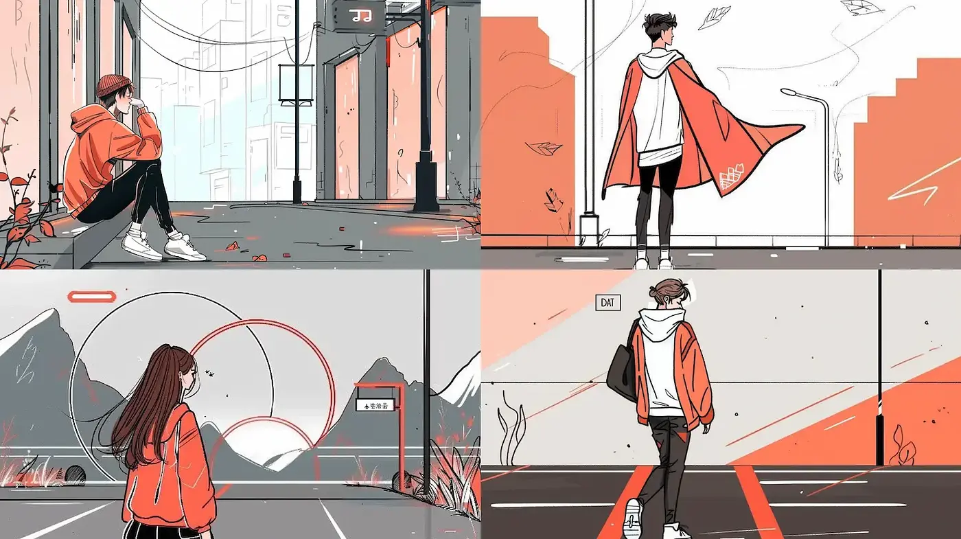 Urban Illustrations with a Fusion of Contemporary and Vintage Aesthetics - Midjourney sref style