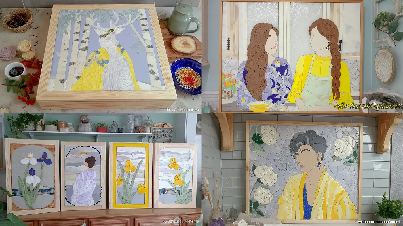 Stylized Illustrations with Botanical Themes and Soft Color Schemes - Midjourney sref style