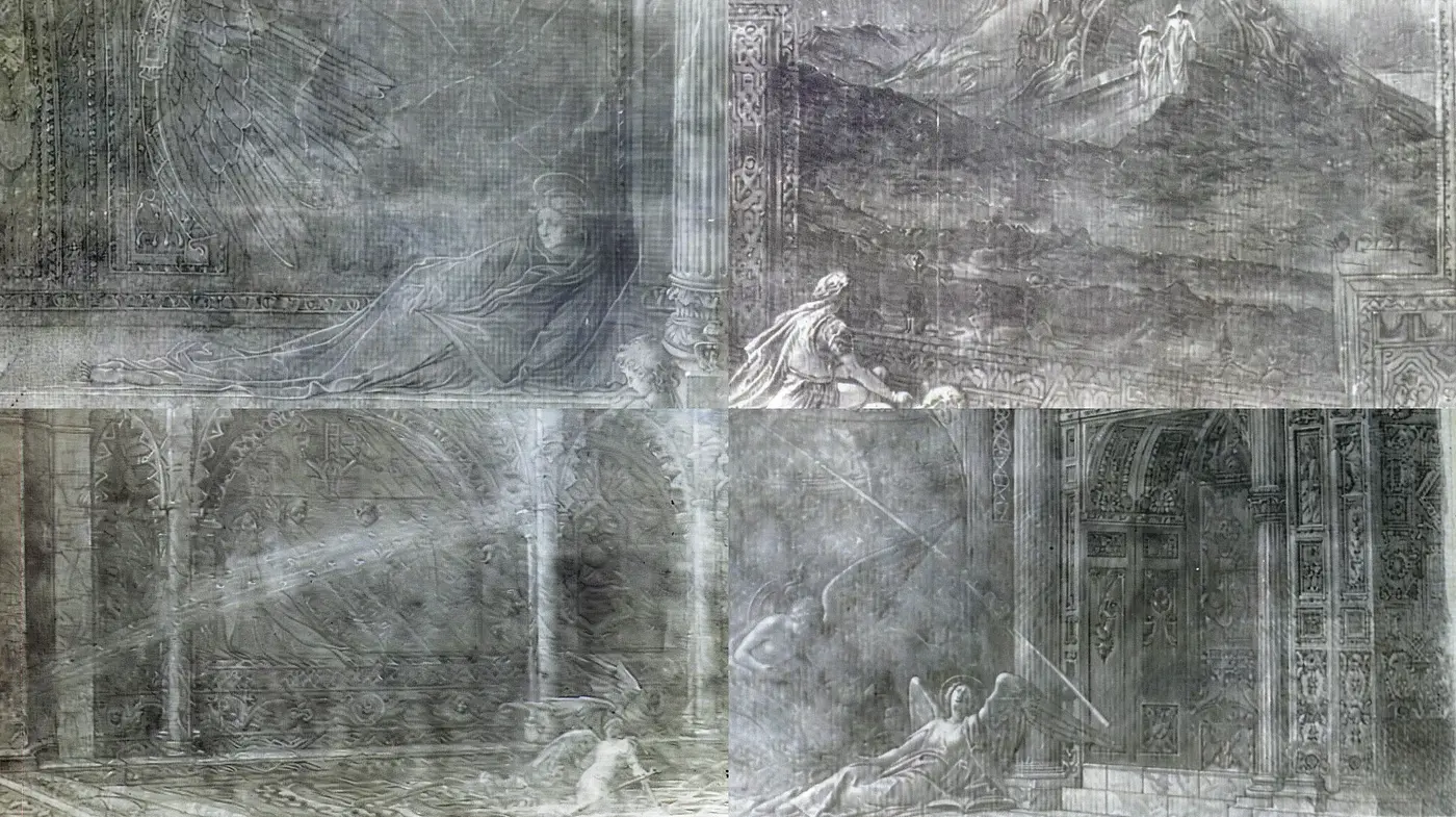 Ethereal Monochrome Tapestry: A Homage to Gothic Architecture and Dreamlike Visions - Midjourney sref style