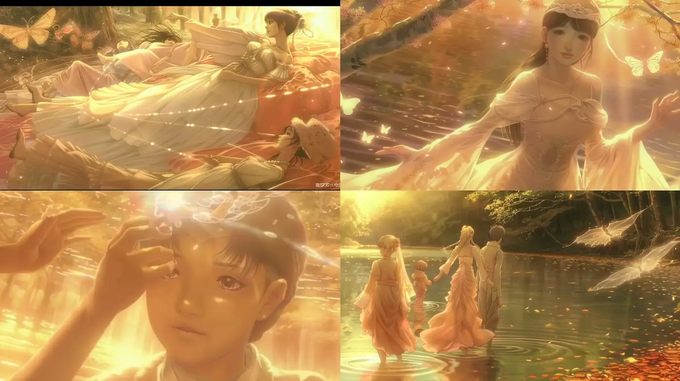 Ethereal Golden Light in Anime-Inspired Dreamscapes - Midjourney sref style