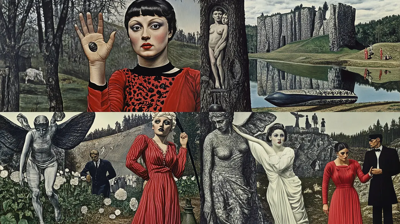 Surrealistic Dreamscape in Rich Earth Tones - Midjourney sref style