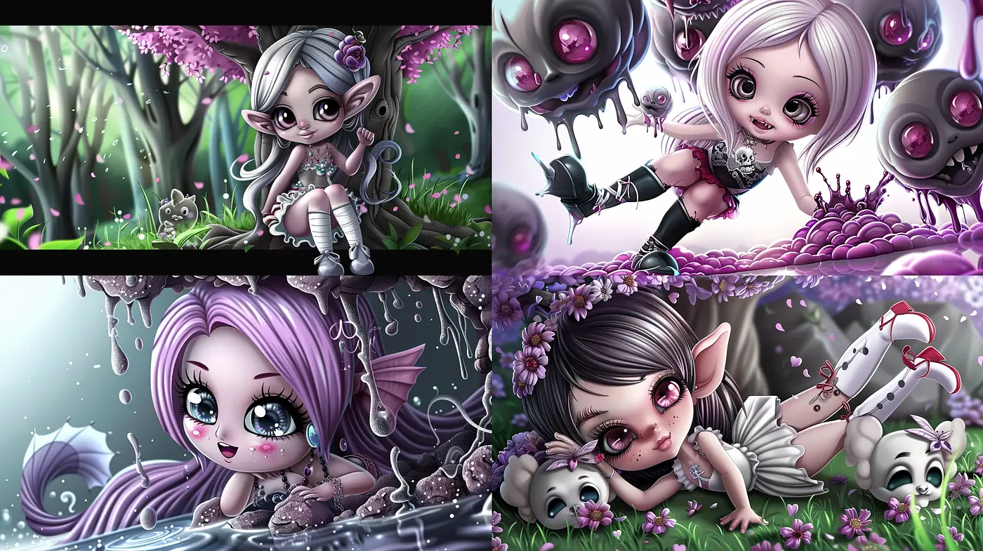 Enchanted Whimsy: A Fusion of Fantasy and Gothic Digital Artistry - Midjourney sref style