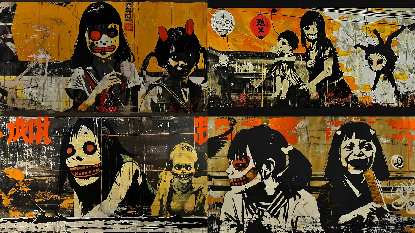 Urban Grunge with Expressive Anime Undertones - Midjourney sref style