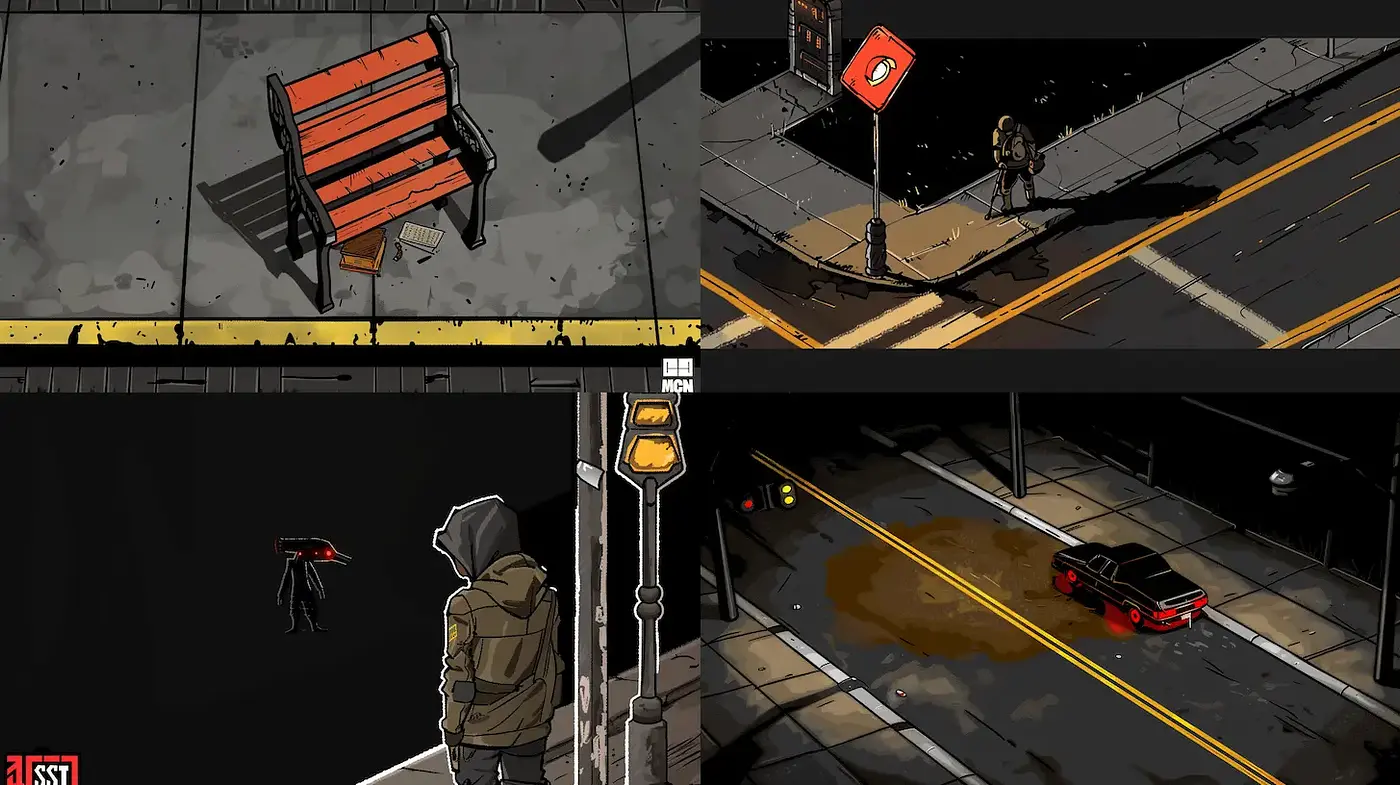 Dark Urban Aesthetic with Graphic Novel Influences in Consistent Style - Midjourney sref style