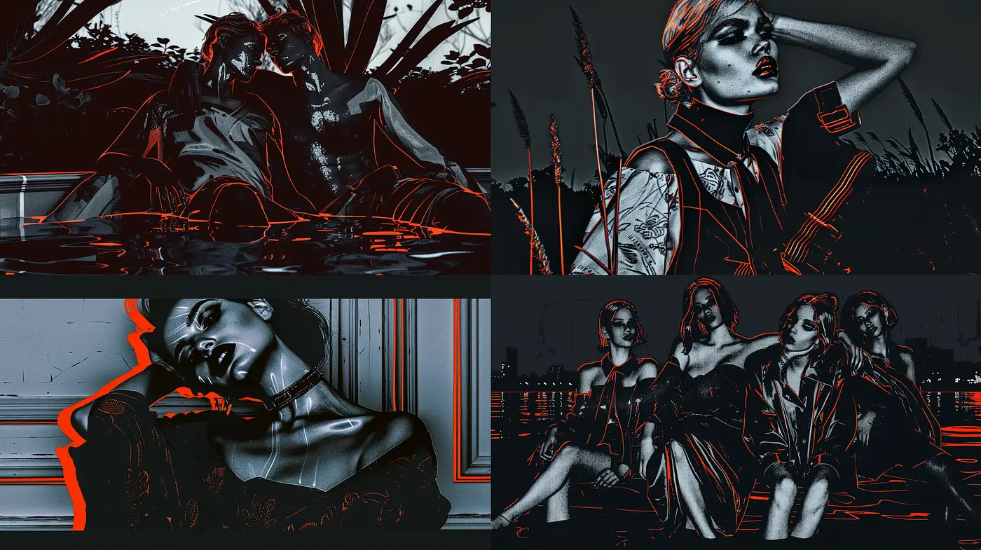 Noir Elegance with Neo-Noir Chromatic Contrast - Midjourney sref style