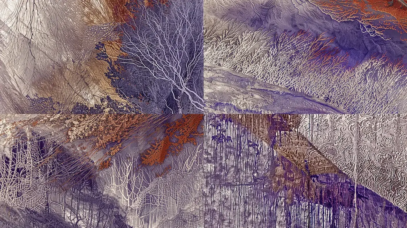 Intricate Textural Landscapes with an Ethereal Quality - Midjourney sref style