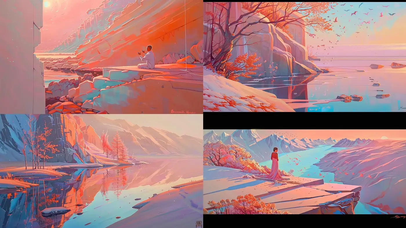Serene Pastel Dreamscape Series - Midjourney sref style