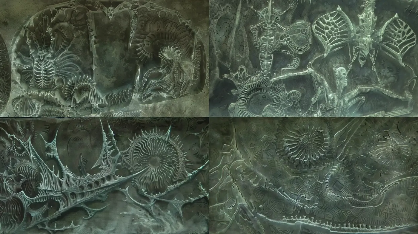 Ethereal Aquatic Dreamscape in Monochrome Textures - Midjourney sref style