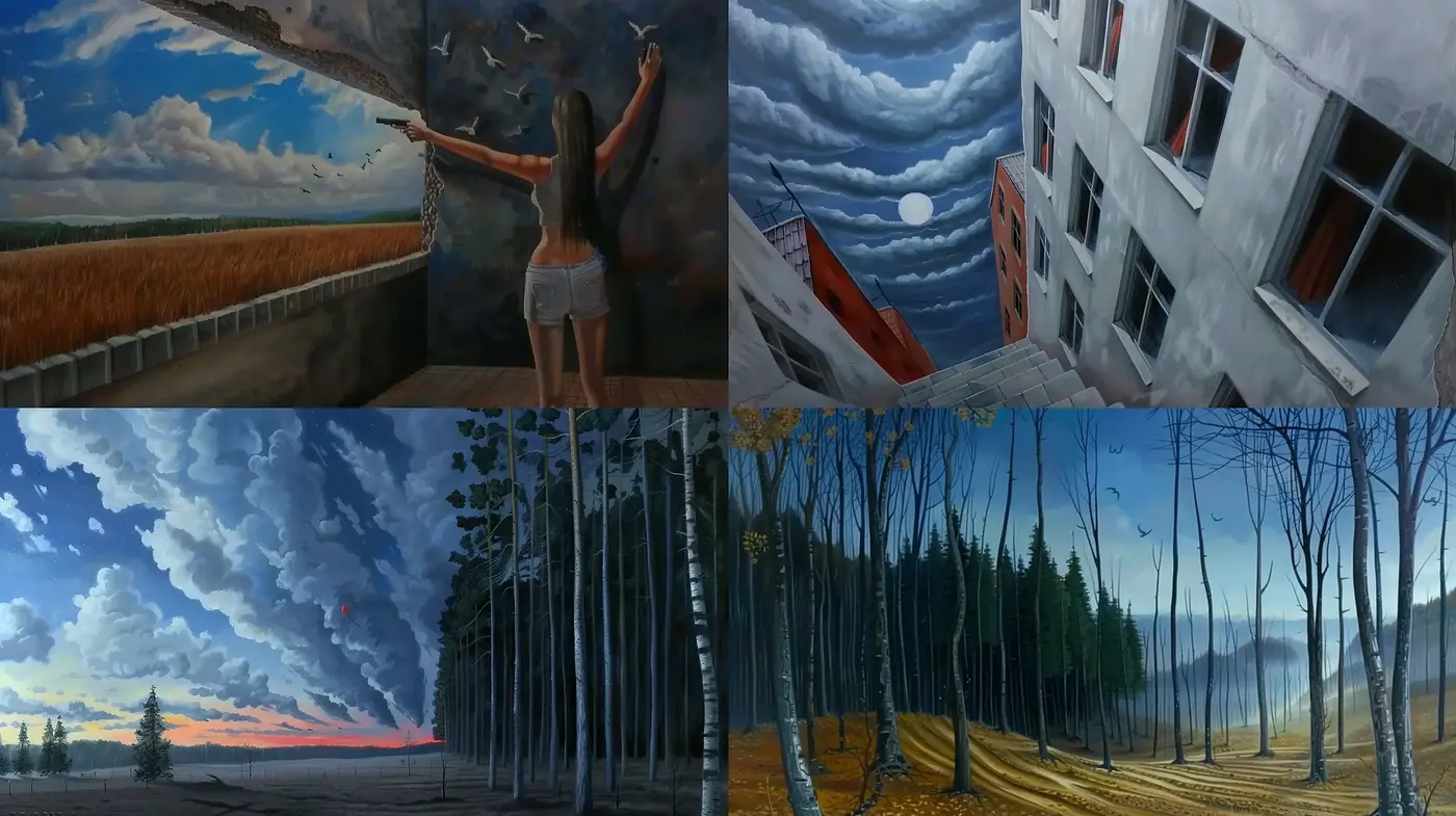 Surreal Vistas with a Melancholic Twilight Hues - Midjourney sref style