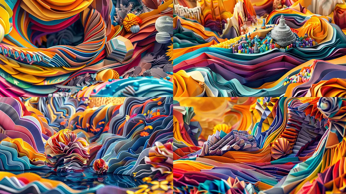 Surrealistic Synesthetic Landscapes: A Vivid Tapestry of Color and Form - Midjourney sref style