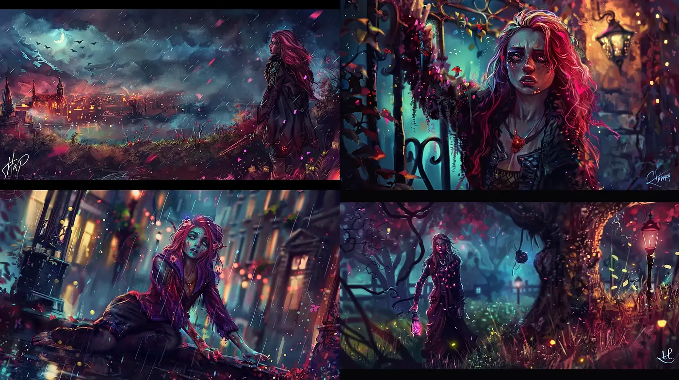 Ethereal Nocturnal Scenes with Surreal Overtones - Midjourney sref style