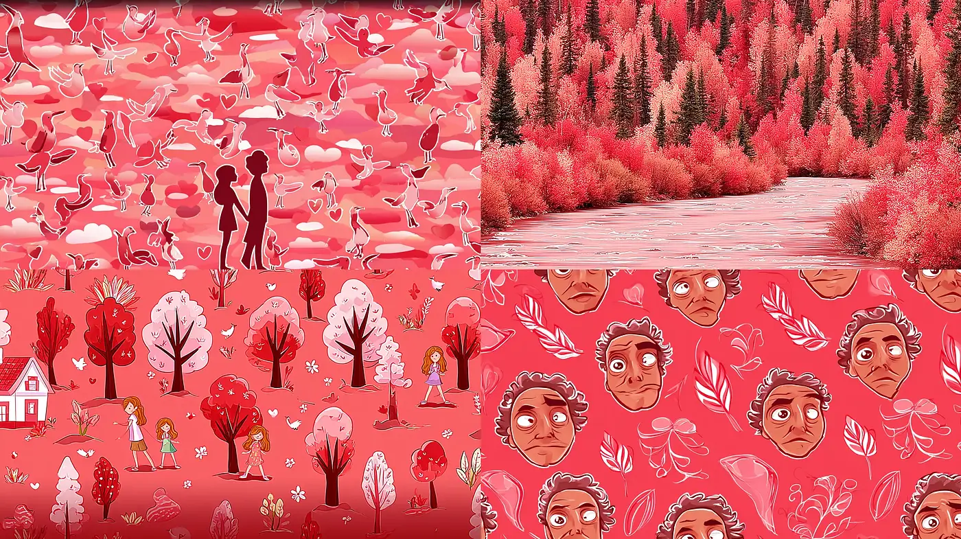 Whimsical yet somber illustration with floral motifs and a rich narrative depth - Midjourney sref style