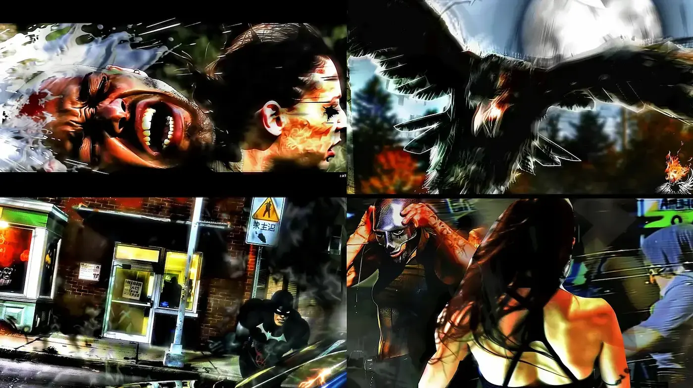 Dynamic and Intense Visual Narrative with a Gritty Edge - Midjourney sref style