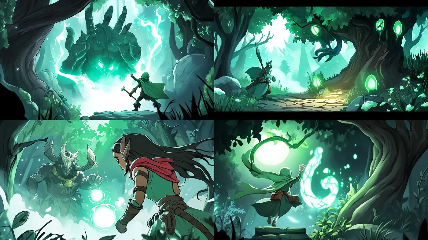 Mystical Enchanted Forests in Stylized Digital Art - Midjourney sref style