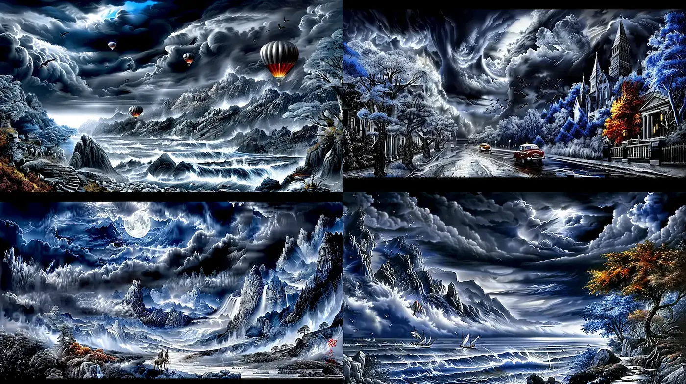 Dramatic Fantasy Landscapes with a Mystical Aesthetic - Midjourney sref style