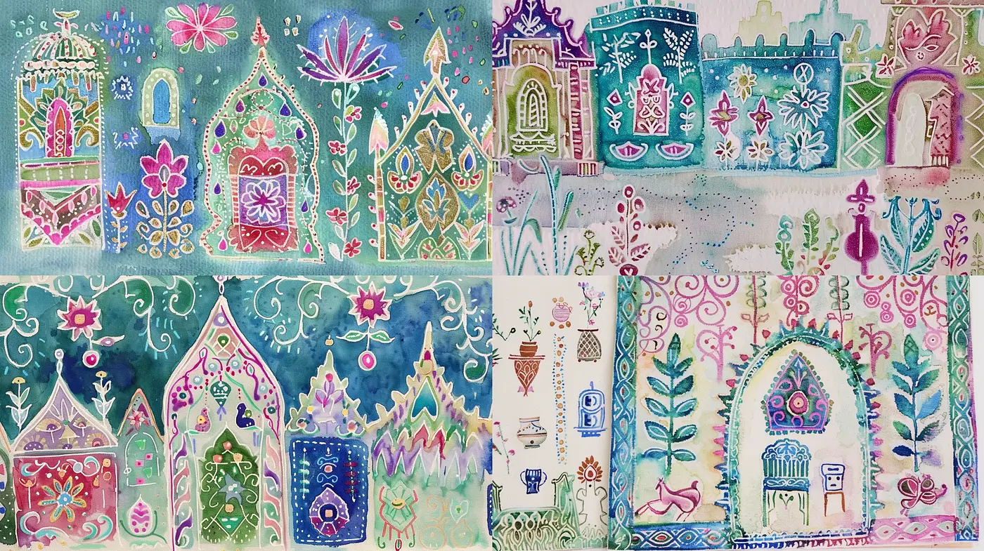 Enchanted Watercolor Storybook Illustrations - Midjourney sref style