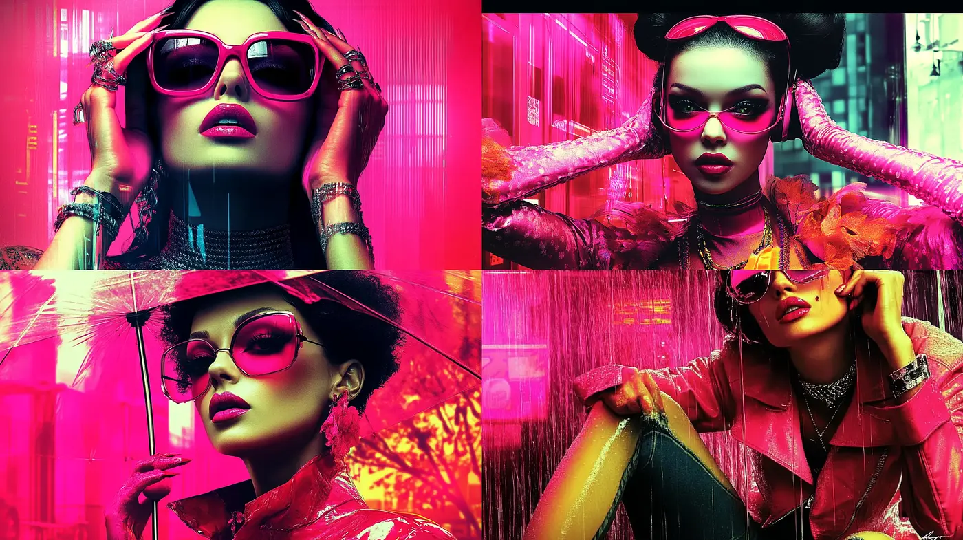 Cyberpink Dreamscape: A Fusion of Neon Glow and High-Fashion Urbanity - Midjourney sref style