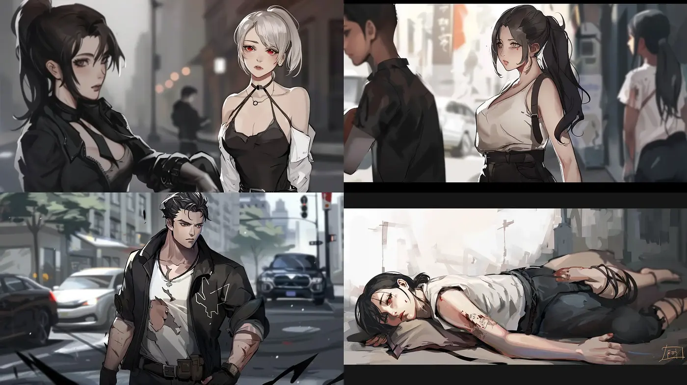Contemporary Anime-Inspired Digital Brushwork Series - Midjourney sref style