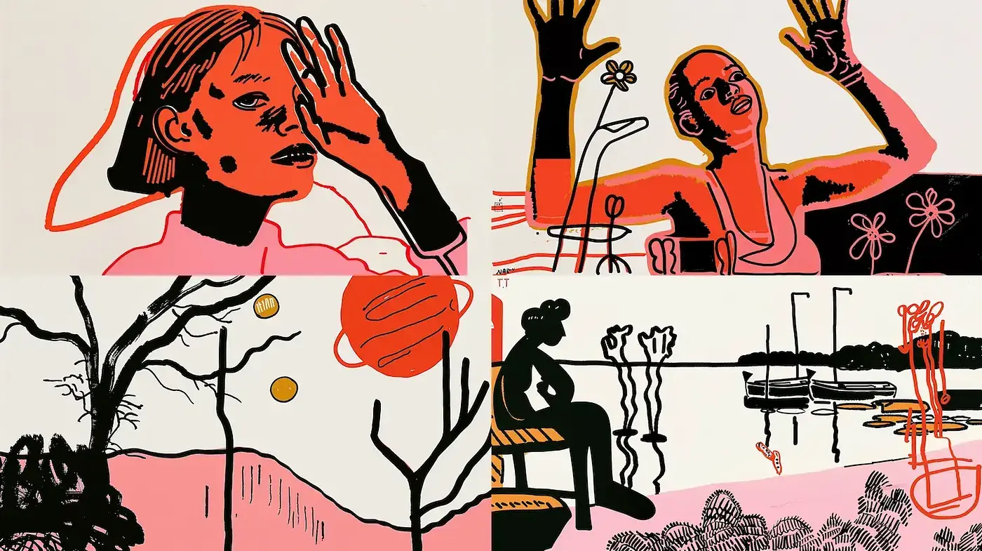 Bold and Expressive Contemporary Illustrations with Retro Touch - Midjourney sref style