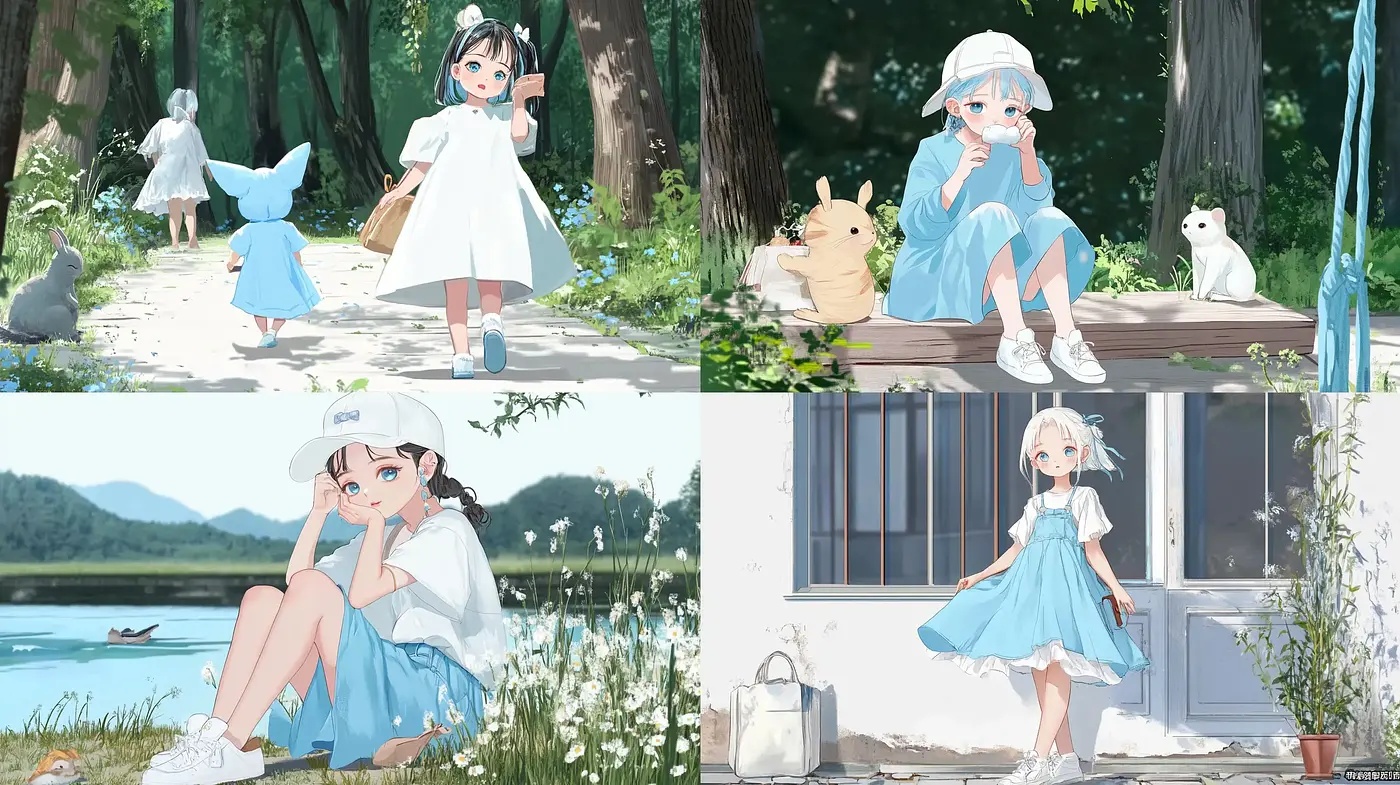 Serene Pastoral Anime Scenes with a Tranquil Palette - Midjourney sref style