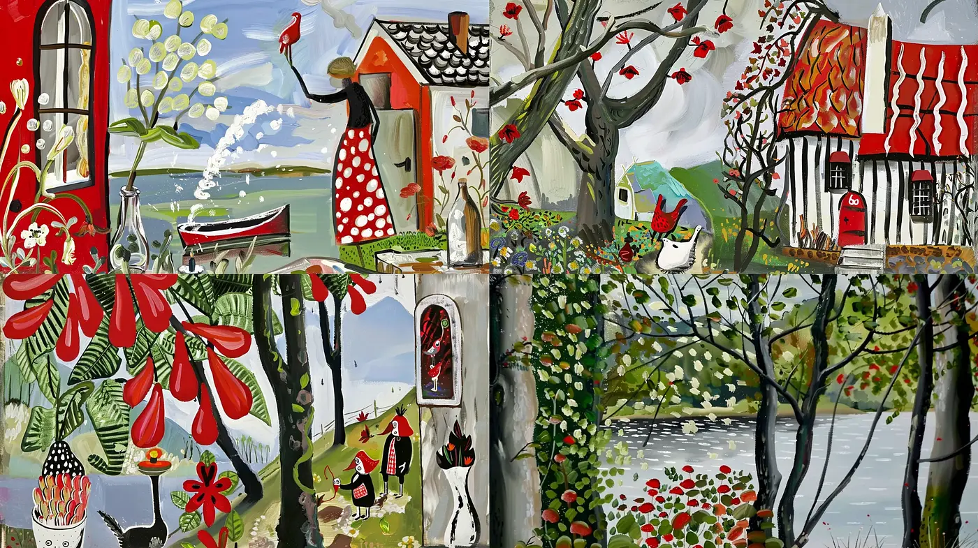 Whimsical Storybook Countryside Expressionism - Midjourney sref style