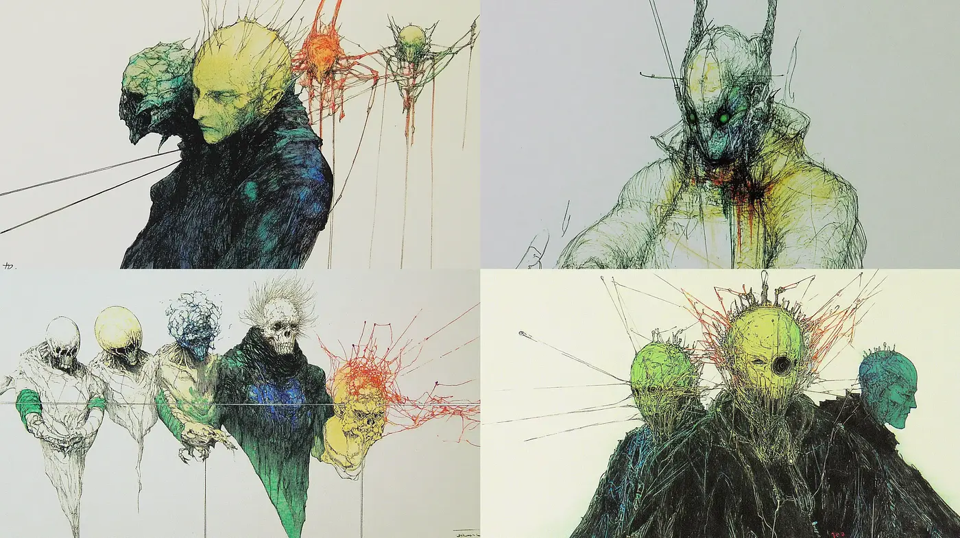 Fragmented Reality: A Mixture of Chaos and Precision in Artistic Expression - Midjourney sref style