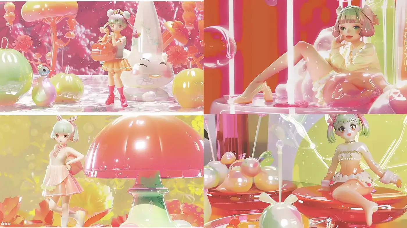Playful and Whimsical Digital Aesthetics with a Soft Dreamlike Atmosphere - Midjourney sref style