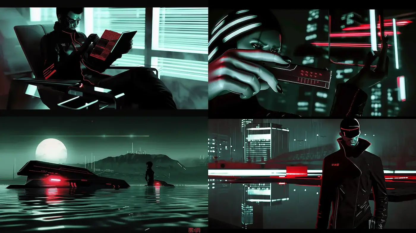 Futuristic Cyberpunk Aesthetic with Neon Elements - Midjourney sref style