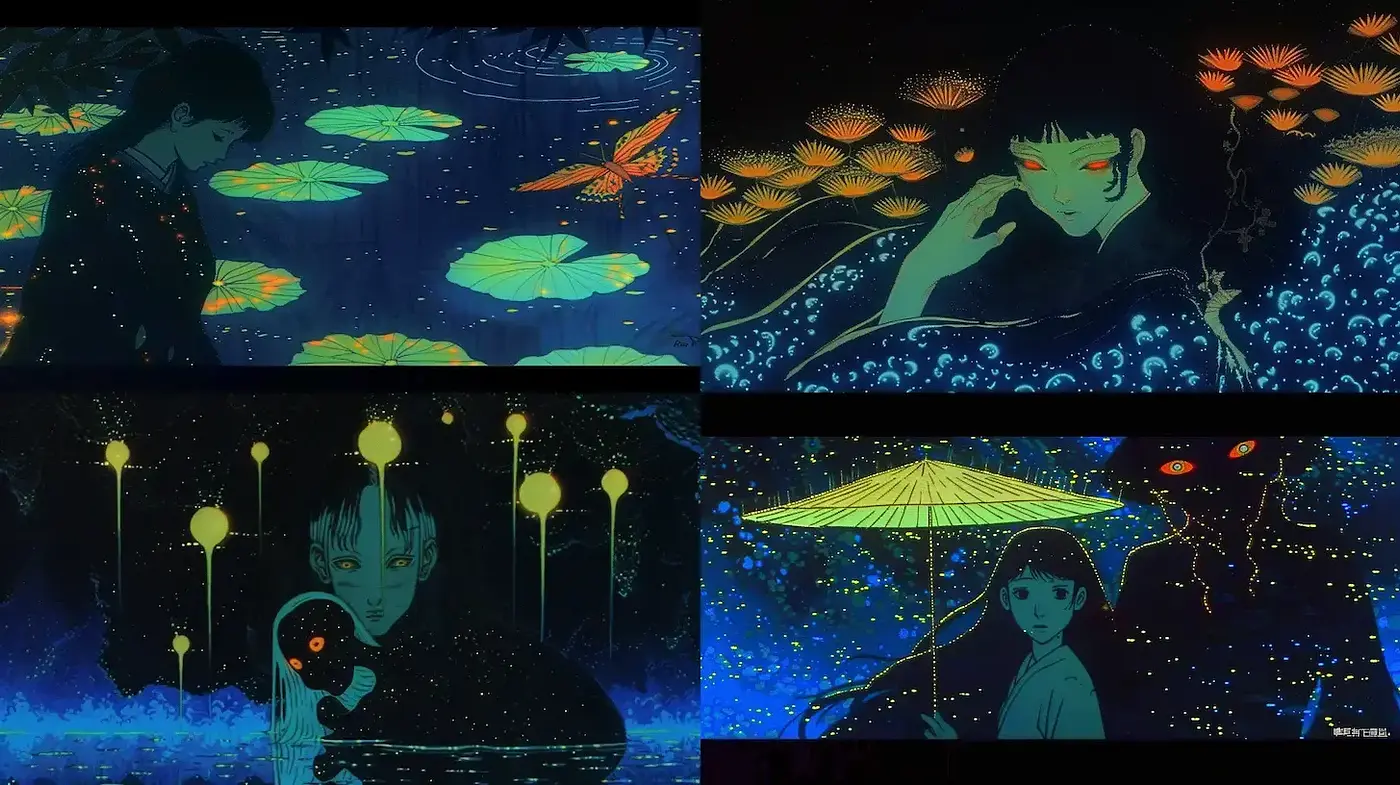 Nighttime Dreams in Luminous Blue: An Homage to Ethereal Anime-Inspired Artistry - Midjourney sref style