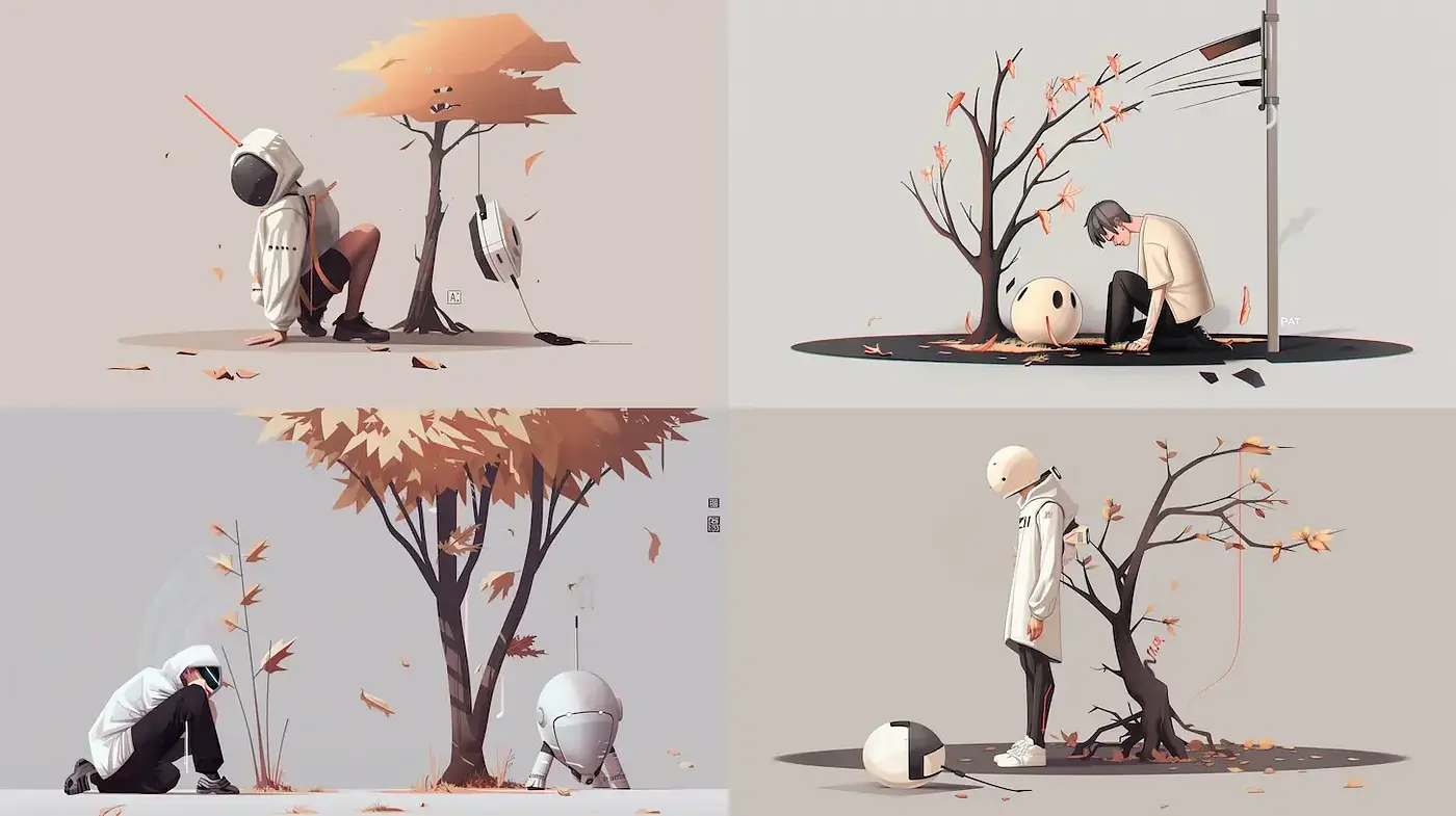 Autumnal Contemplation in Stylized Solitude - Midjourney sref style