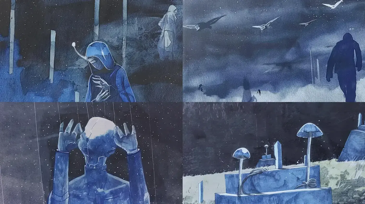 Surreal Blue Atmosphere with an Emotional Undertone - Midjourney sref style