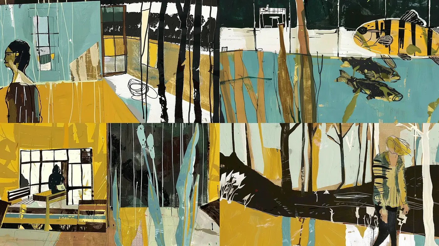 Modern Stylized Tapestry of Earthy Tones and Abstract Shapes - Midjourney sref style