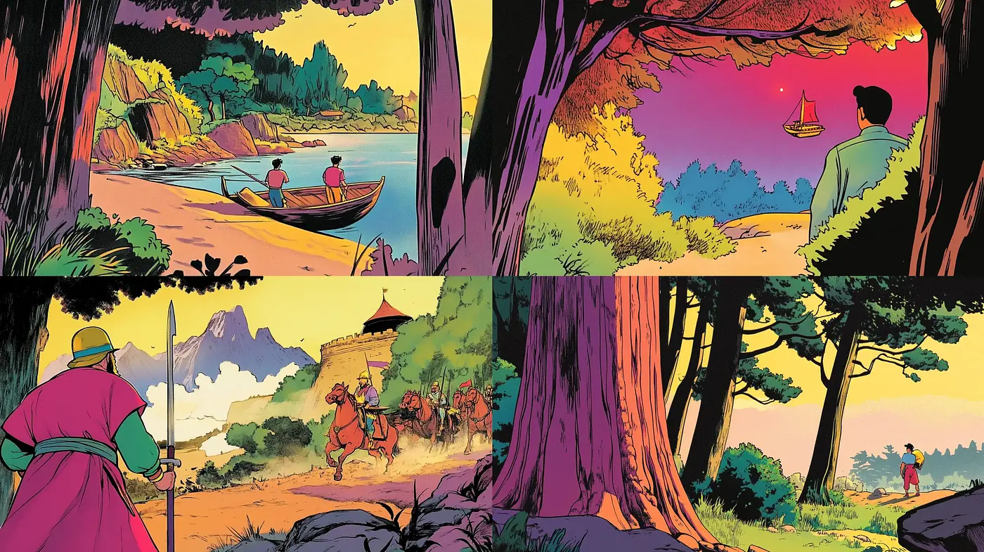 Vintage Adventure Comic Book Illustration Aesthetic - Midjourney sref style
