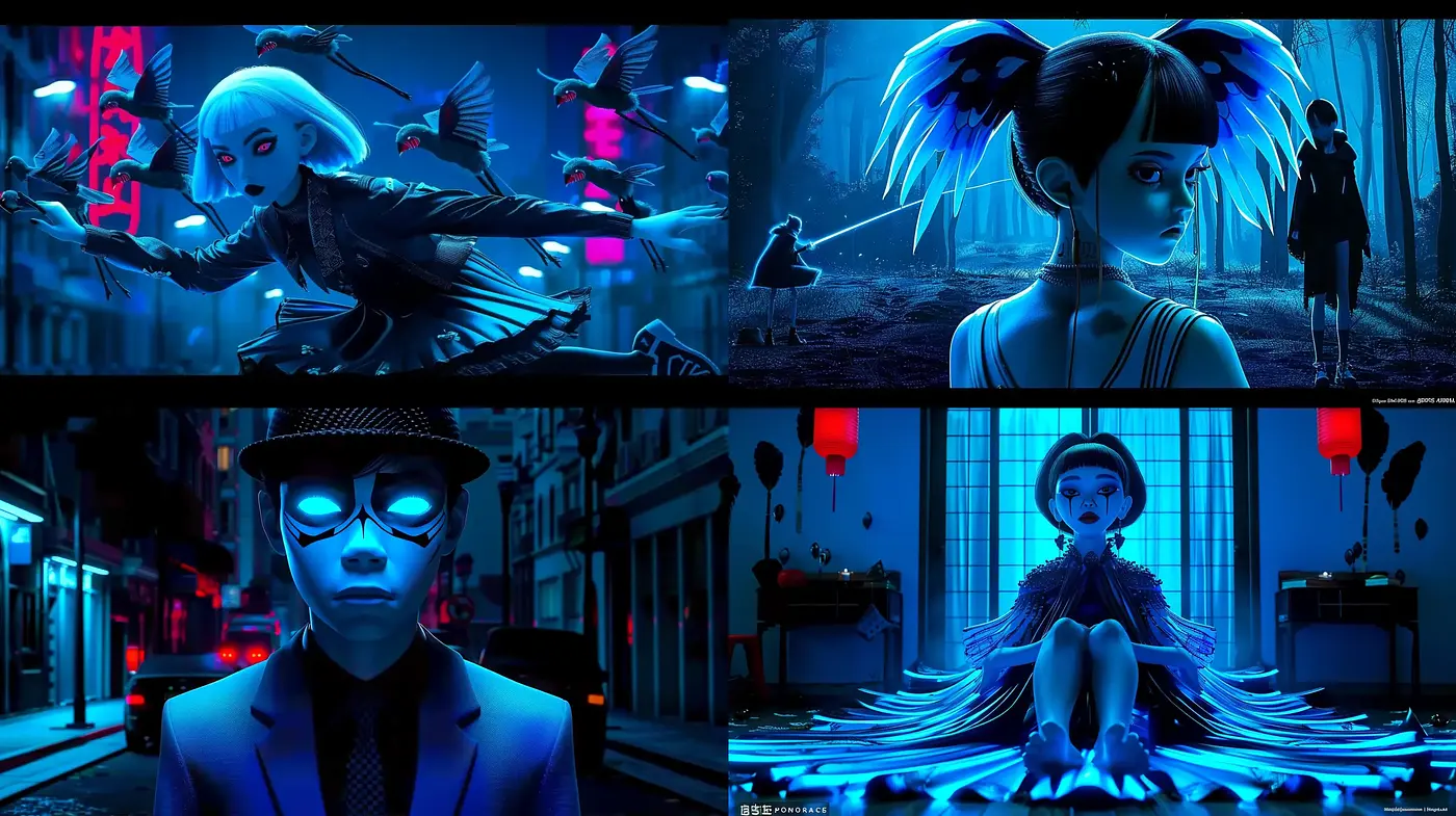 Cinematic Neon-Noir Visions with an Anime Essence - Midjourney sref style