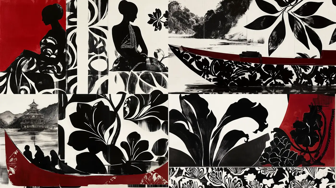 Monochromatic Elegance with Oriental Flair - Midjourney sref style