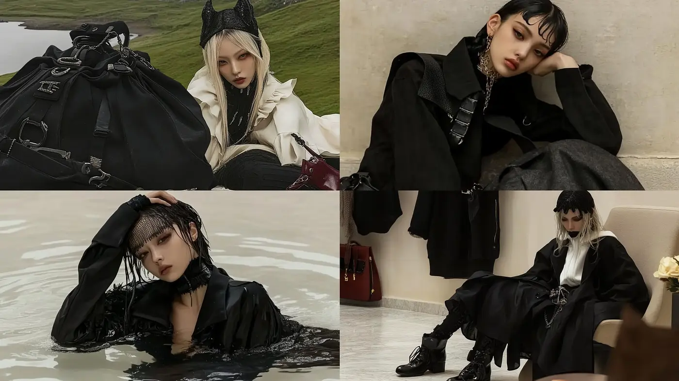 Contemporary Gothic Elegance with a Monochromatic Twist - Midjourney sref style