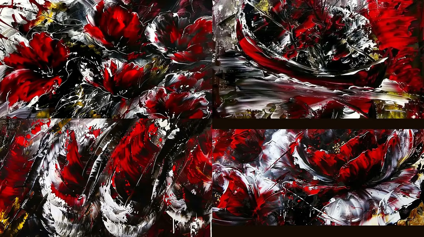 Intense Chromatic Brushwork: A Symphony of Red and Black - Midjourney sref style