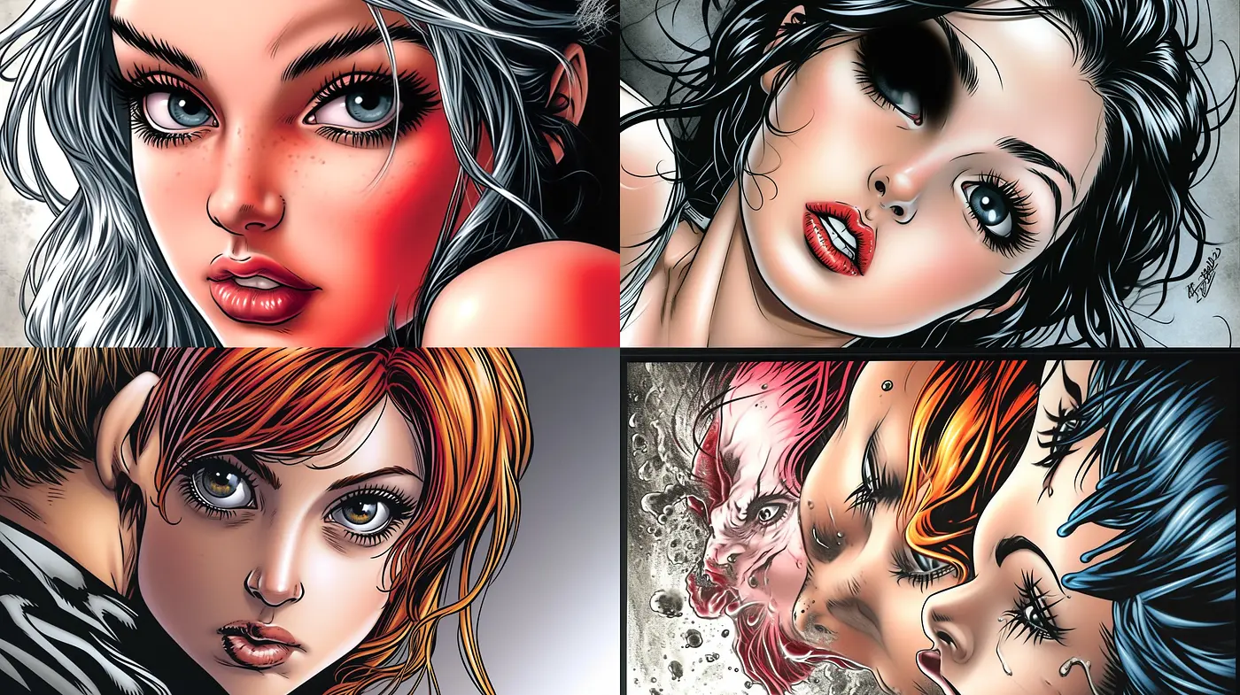 Saturated Hues and Graphic Novel Glamour: A Dive into Vivid Illustrative Artistry - Midjourney sref style