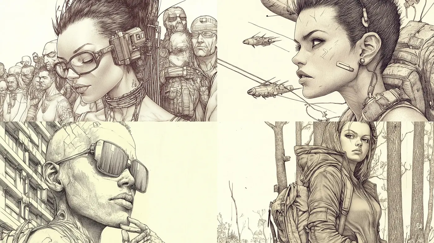 Futuristic Sepia-Toned Realism with a Nostalgic and Evocative Ambiance - Midjourney sref style