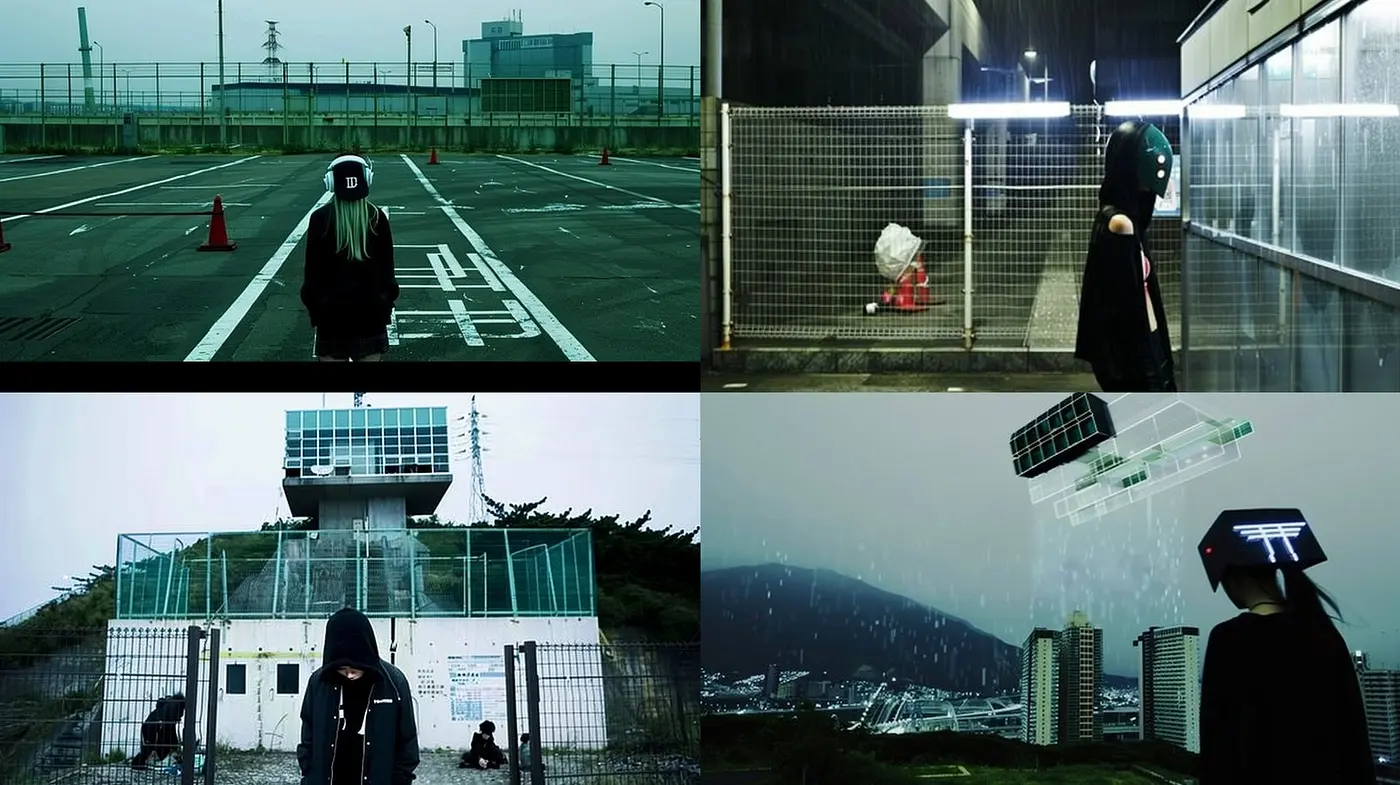Ethereal Cyber-Noir Visions: A Homage to Futuristic Dystopian Aesthetics - Midjourney sref style