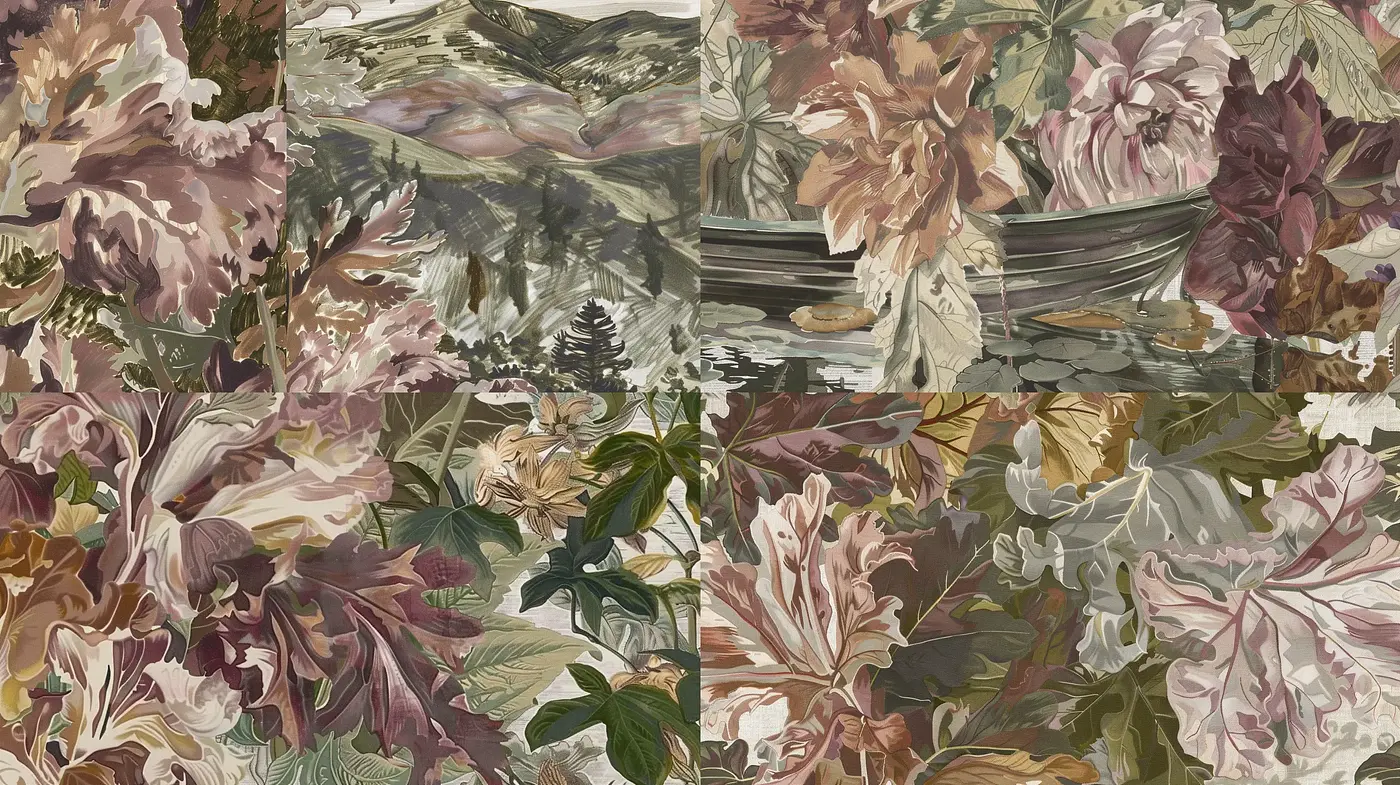 Ethereal Botanical Dreamscape with Earthy Tones - Midjourney sref style