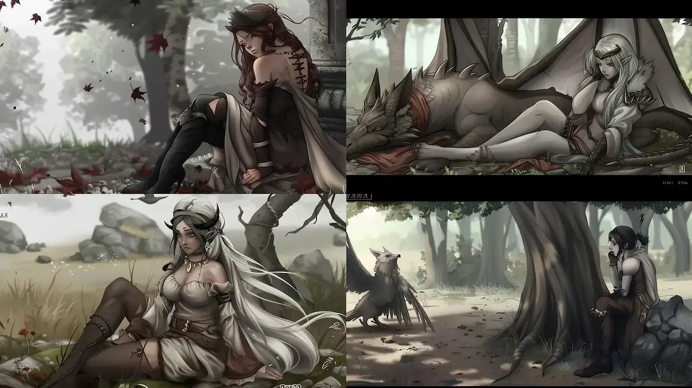 Enchanting and ethereal fantasy character design with a touch of nature - Midjourney sref style