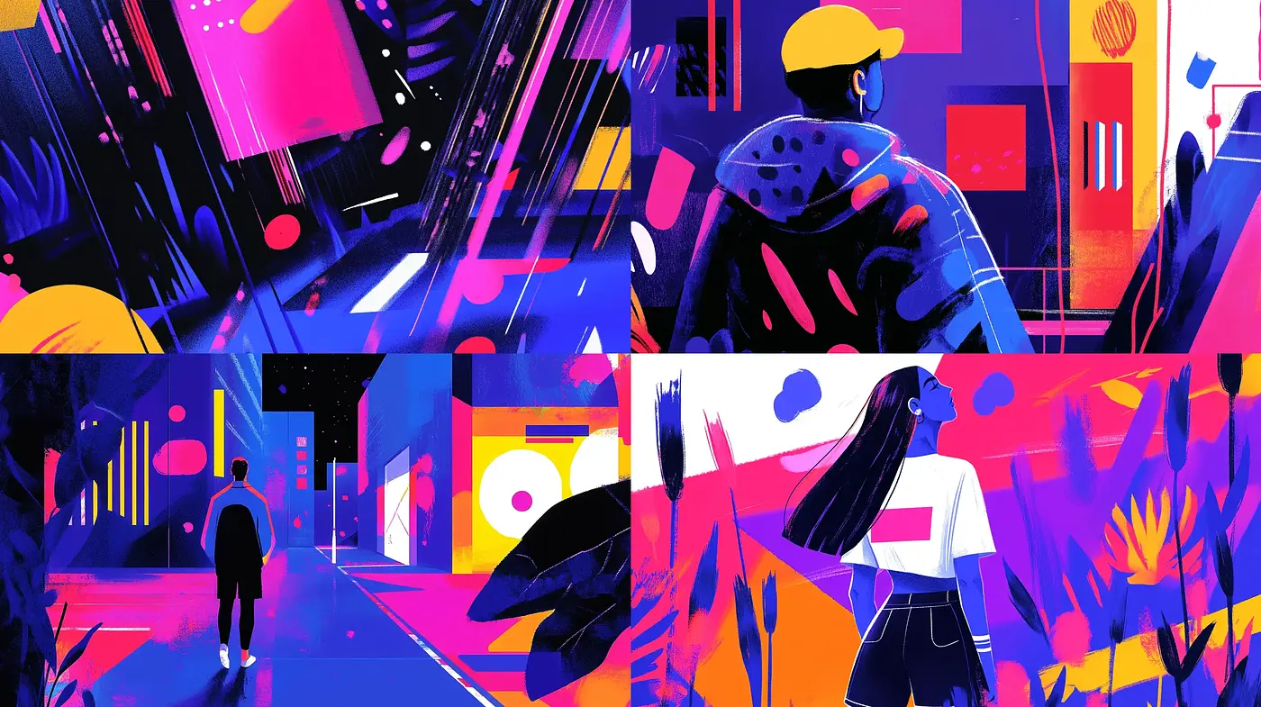 Futuristic Synthwave Atmosphere with Vibrant Abstract Expression - Midjourney sref style