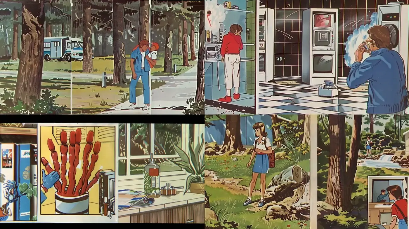 A Harmonious Blend of Retro Aesthetics in a Nature-Inspired Narrative - Midjourney sref style