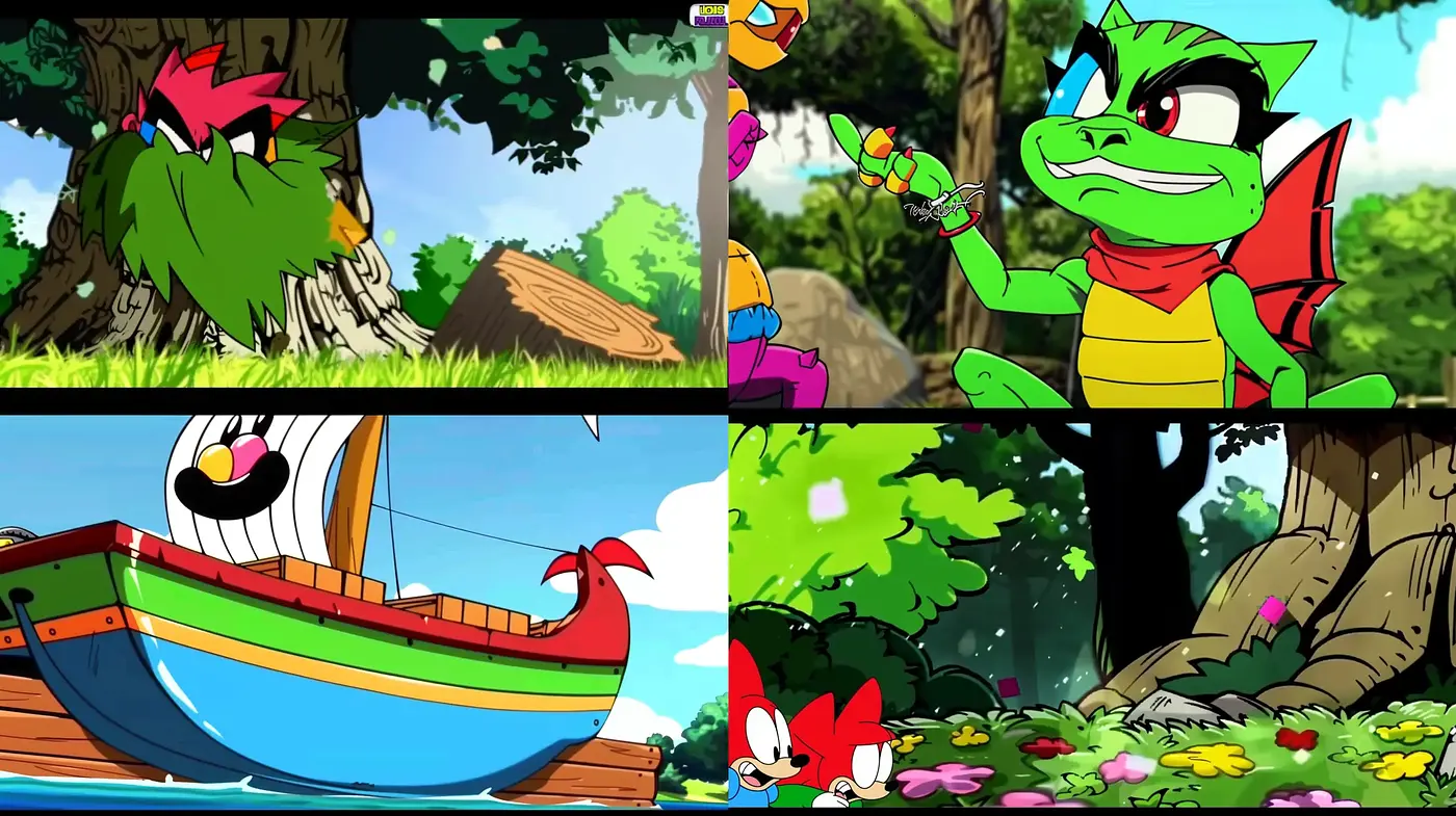 Vibrant Cartoon Escapades: A Stylized Homage to Animated Adventures - Midjourney sref style