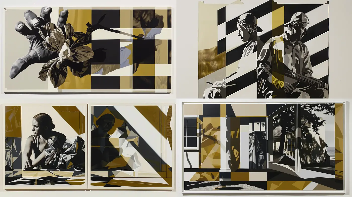 Geometric Abstraction in Sepia: A Synthesis of Modernist Aesthetics - Midjourney sref style
