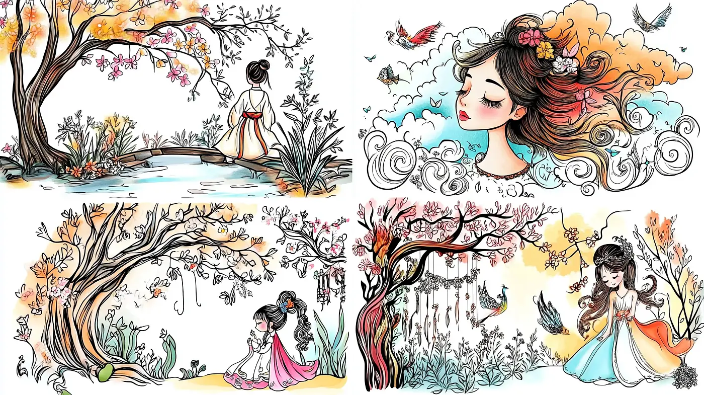 Whimsical Nature-Inspired Illustrative Artistry - Midjourney sref style