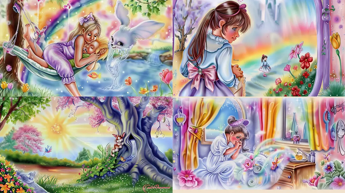 Enchanted Whimsy: A Dreamlike Fusion of Vivid Colors and Fantasy - Midjourney sref style