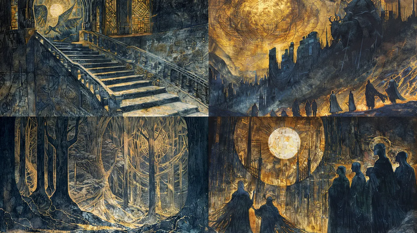 Ethereal Nocturne: A Fusion of Gothic and Surreal Ambiance - Midjourney sref style