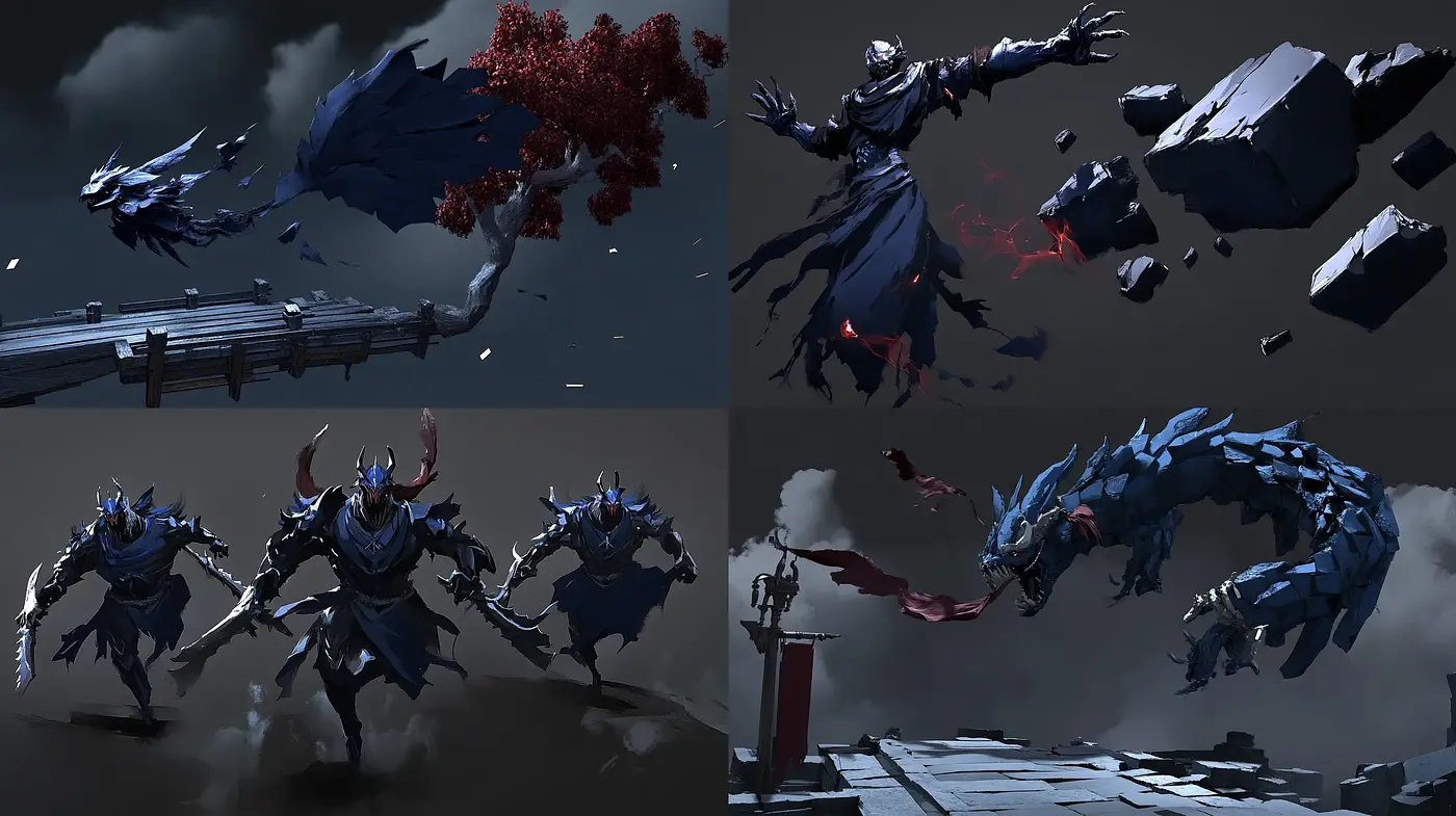 Ethereal Dark Fantasy with Dynamic Motion - Midjourney sref style